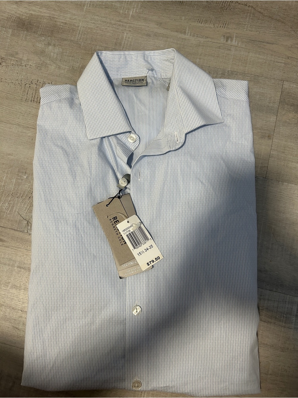 Kenneth Cole Light Blue & White Pinstripe Button-Down Shirt